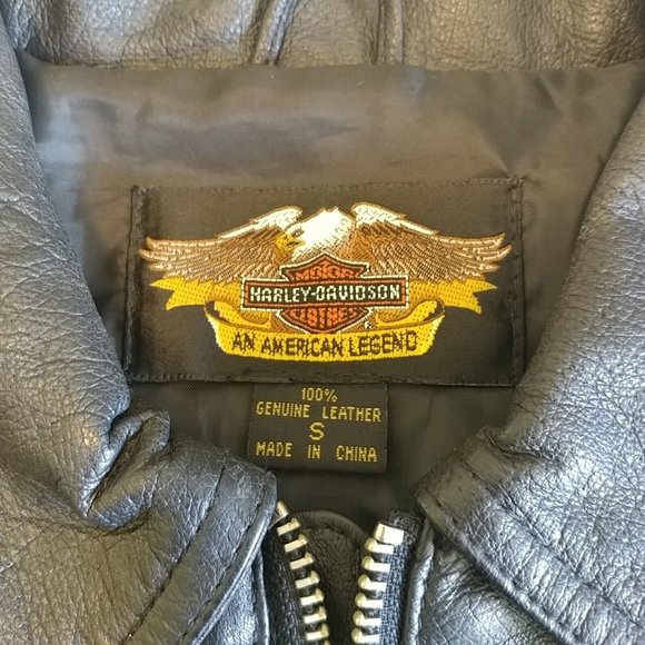 Men's Small S Harley-Davidson Leather 1/2 Zip Pullover - Picture 4 of 6